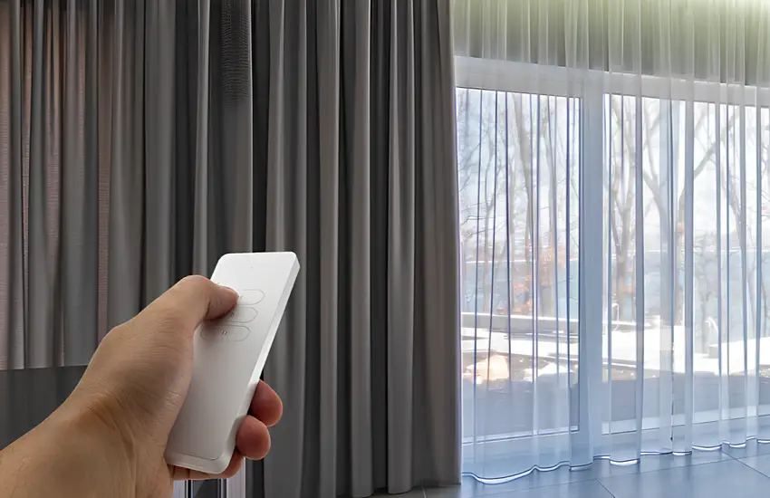 Motorized Blackout and sheer Curtains For Large Window