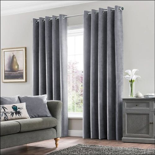 Velvet Fabric Grey Curtains install in Dubai home