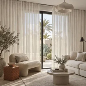 beige textured sheer curtains